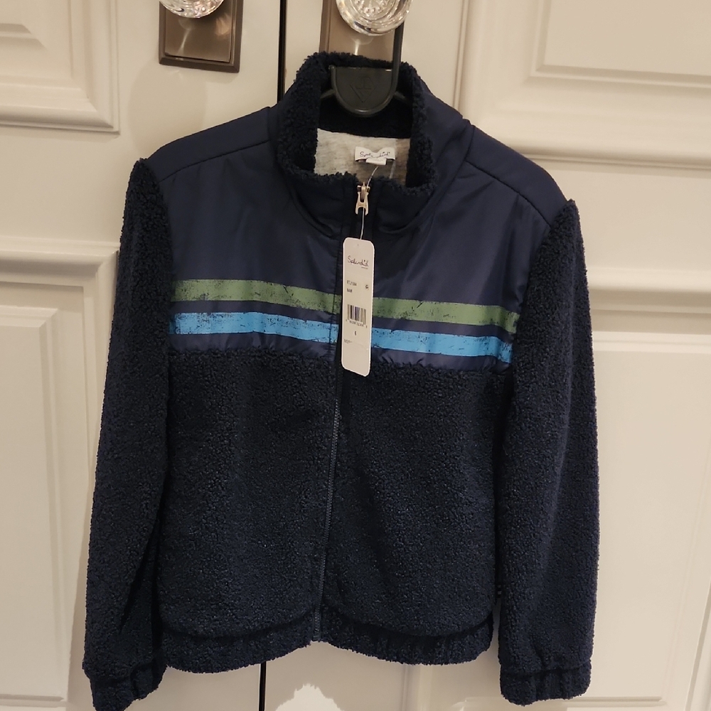 Splendid Navy Blue Kids Puffer Jacket with Stripes